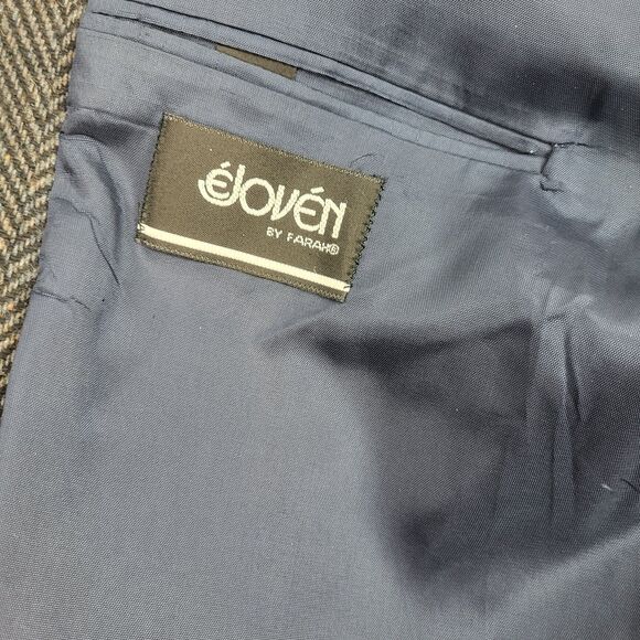 E Joven by FARAH Men's Wool TWEED blazer SUEDE Elbow Size 42L - Picture 15 of 16